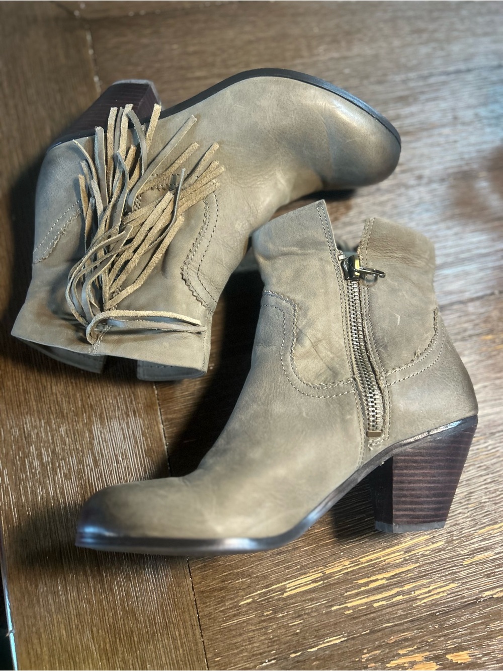 Sam Edelman leather fringe boots size 10 wide - Picture 8 of 12